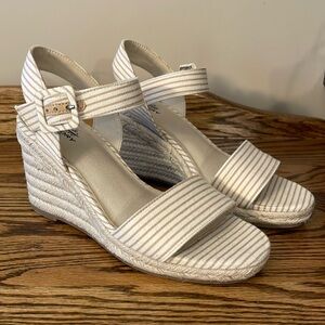 Cream wedge sandals